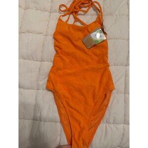 NWT Berlook Orange Floral Swimsuit XS
